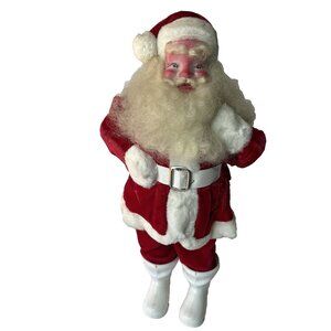 Vtg Harold Gale 1950s Santa Claus 14" Red Velvet White Boots 50s Christmas Decor
